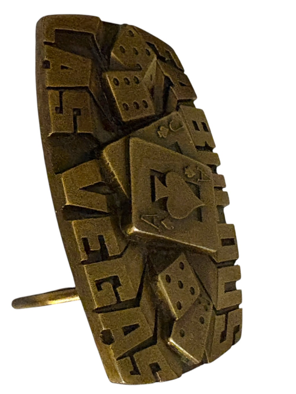Vintage 1980 LAS VEGAS ( Dice/Cards) Gambling Belt Buckle Solid Brass - Picture 9 of 11